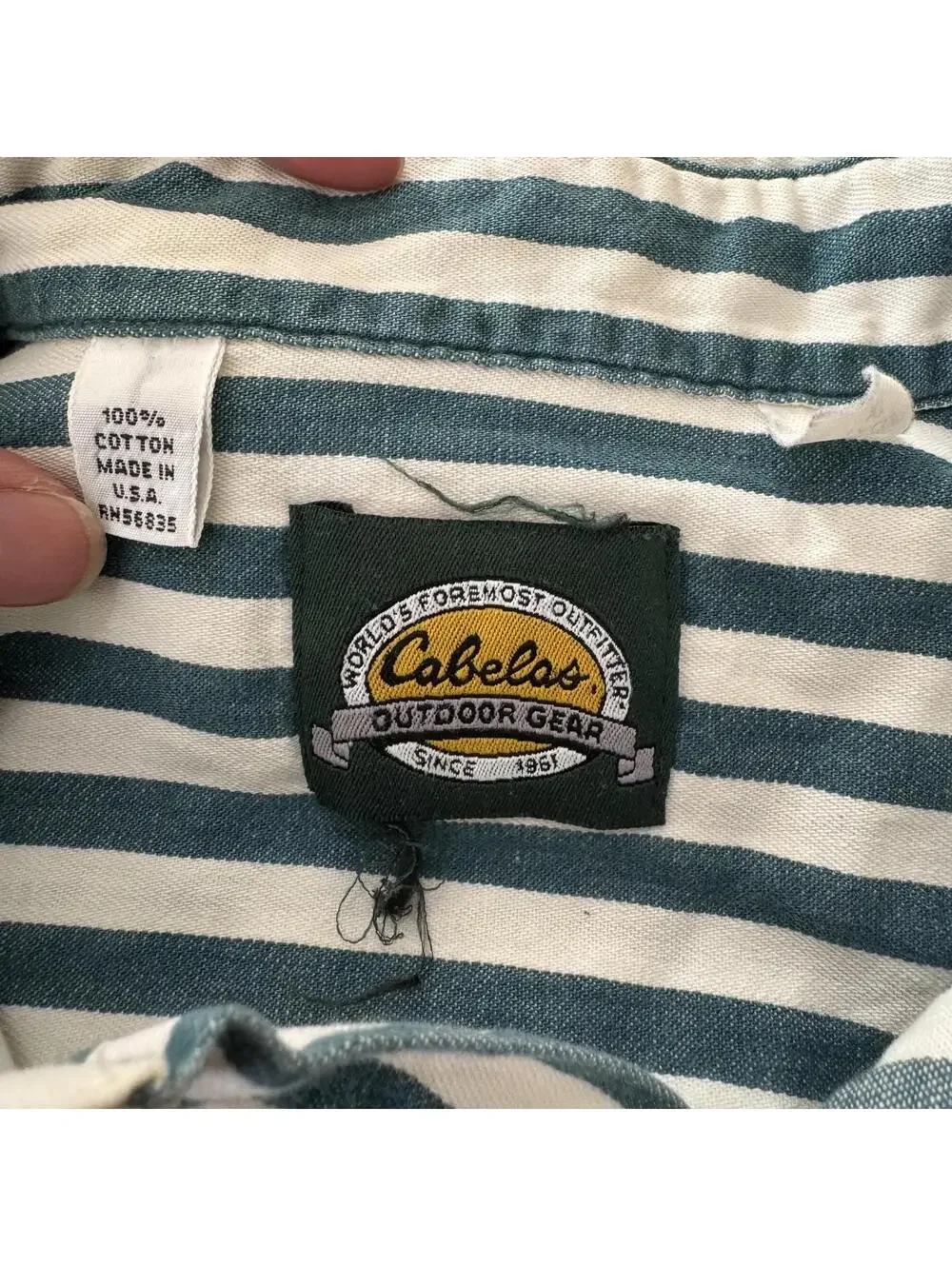 Vtg 90s Cabelas Striped Shirt Mens XL Made in USA Cotton